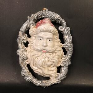 st. Nicholas plastic christmas tree ornament gray white red 4x6 inches Old World